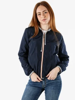 Solada Giacca a vento da donna reversibile con cappuccio e zip - blu scuro
