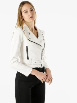 Solada Giacca biker da donna in ecopelle - bianco