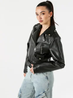Solada Giacca biker da donna in ecopelle - nero