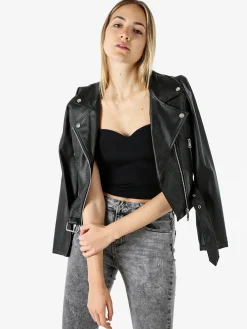 Solada Giacca biker da donna in ecopelle - nero