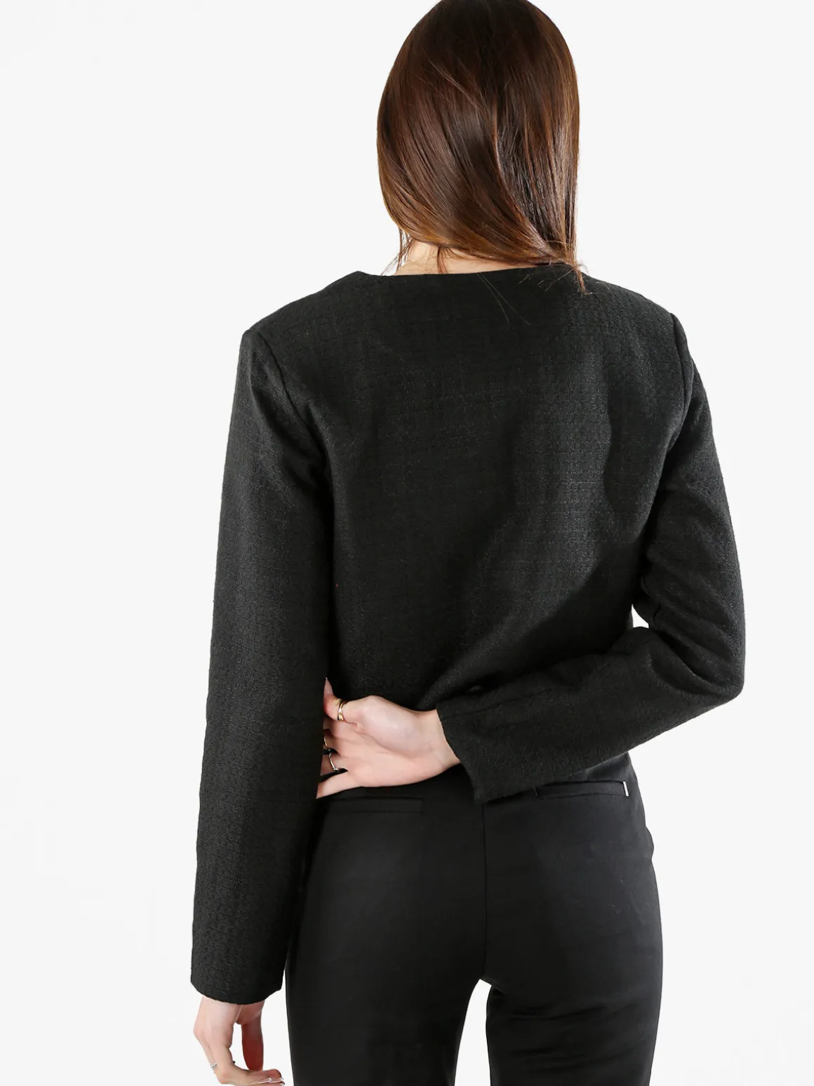 Solada Giacca cropped da donna in tweed - nero