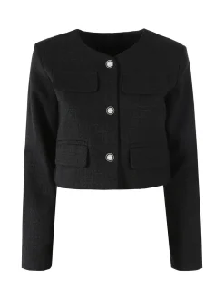 Solada Giacca cropped da donna in tweed - nero