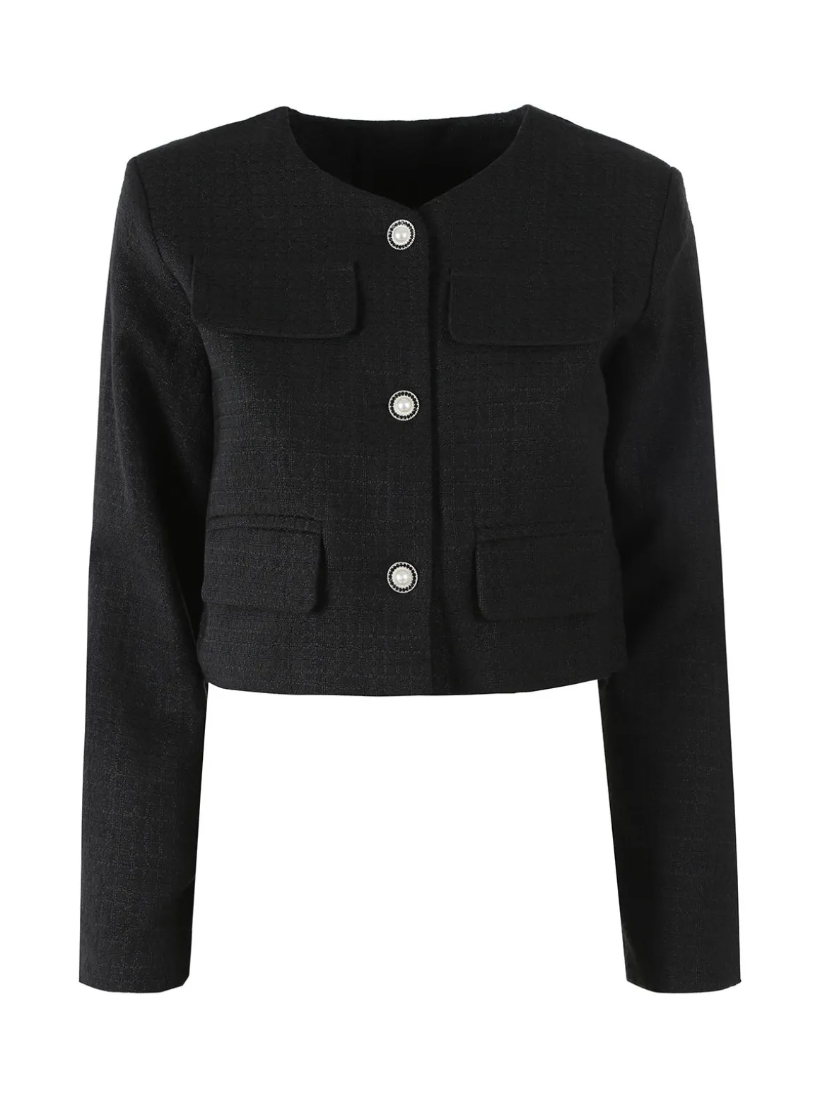 Solada Giacca cropped da donna in tweed - nero