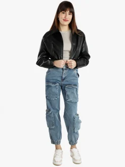 Solada Giacca cropped da donna in ecopelle