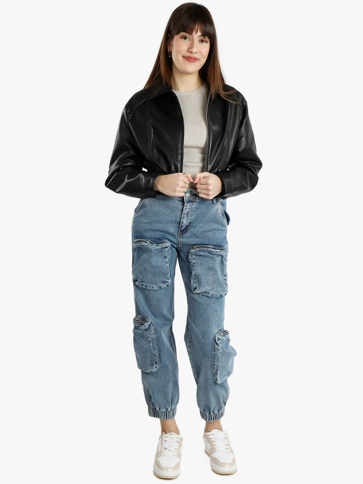 Solada Giacca cropped da donna in ecopelle
