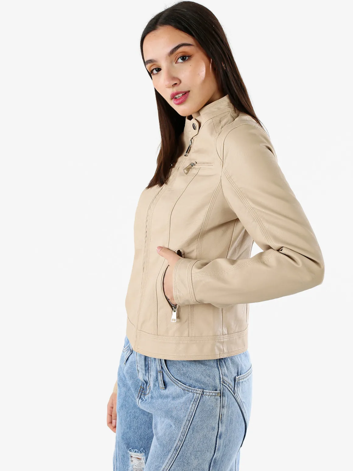 Solada Giacca da donna in ecopelle - beige