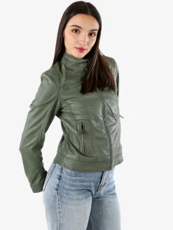 Solada Giacca da donna in ecopelle - verde scuro