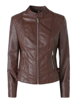 Solada Giacca da donna in ecopelle con zip - marrone