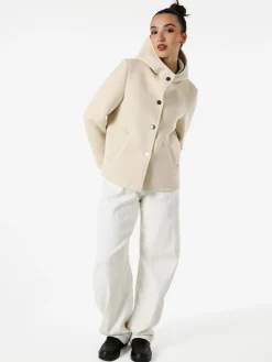 Solada Giacca da donna in panno con bottoni e cappuccio - beige