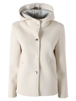 Solada Giacca da donna in panno con bottoni e cappuccio - beige
