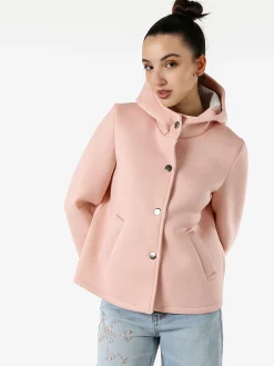 Solada Giacca da donna in panno con bottoni e cappuccio - rosa