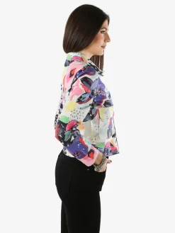 Solada Giacca donna con stampa colorata e bottoni - rosa