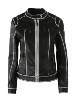 Solada Giacca donna in ecopelle con zip - nero
