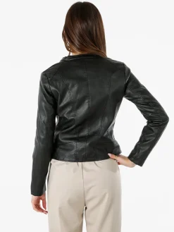 Solada Giacca donna in ecopelle con zip - nero