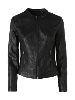Solada Giacca donna in ecopelle con zip - nero