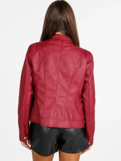 Solada Giacca donna in ecopelle con zip - rosso