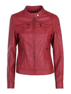 Solada Giacca donna in ecopelle con zip - rosso