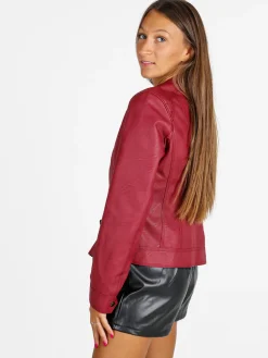 Solada Giacca donna in ecopelle con zip - rosso