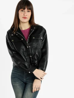 Solada Giacca donna in ecopelle con bottoni