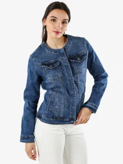 Solada Giacca donna in jeans con bottoni taglie grandi - jeans