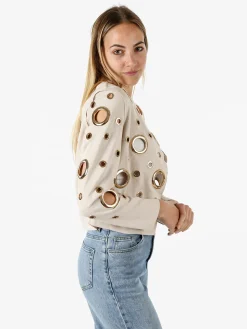 Solada Giacca donna in tessuto scamosciato con anelli - beige