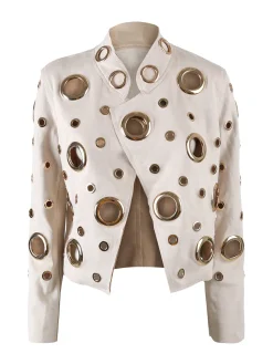 Solada Giacca donna in tessuto scamosciato con anelli - beige