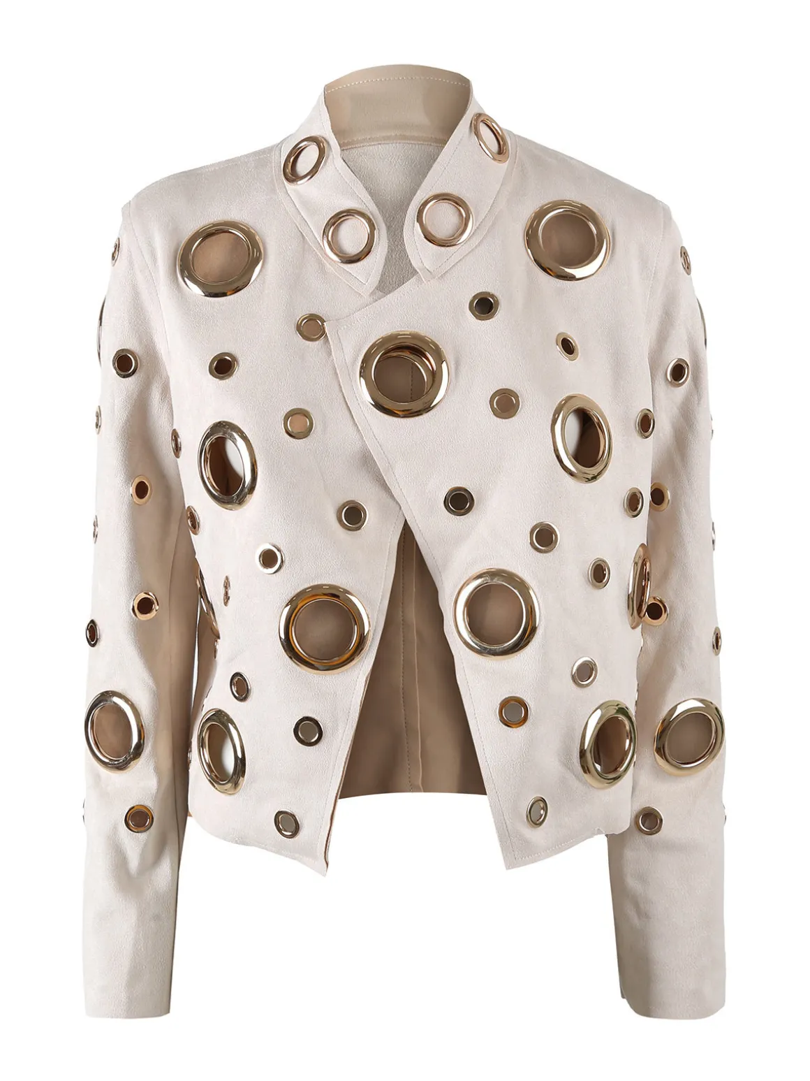 Solada Giacca donna in tessuto scamosciato con anelli - beige