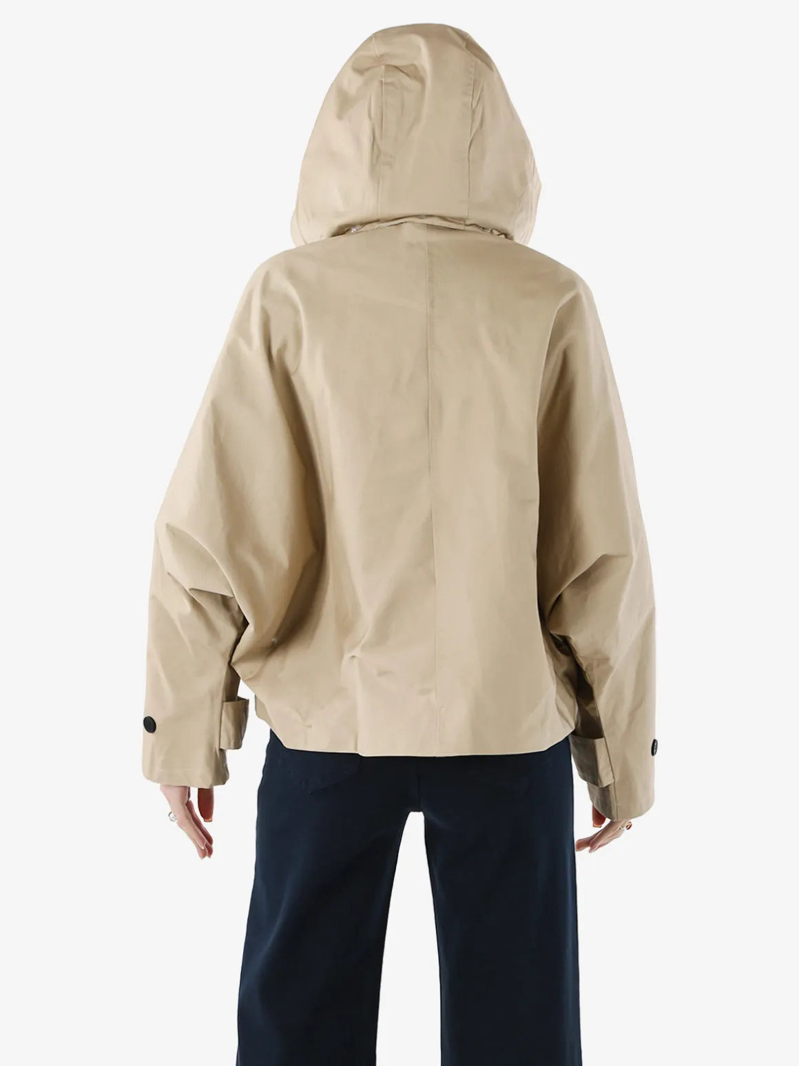 Solada Giacca donna oversize in cotone con maniche a pipistrello e cappuccio - khaki