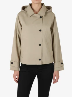 Solada Giacca donna oversize in cotone con maniche a pipistrello e cappuccio - khaki