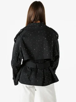 Solada Giacca donna oversize in cotone con micro borchie - nero