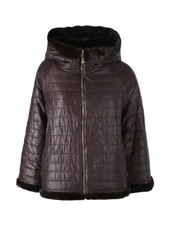 Solada Giacca donna oversize in ecopelliccia reversibile - moro