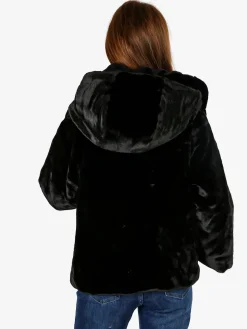 Solada Giacca donna oversize in ecopelliccia reversibile - nero