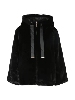 Solada Giacca donna oversize in ecopelliccia reversibile - nero