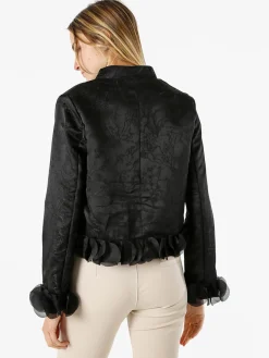 Solada Giacca elegante da donna con ricami e volant - nero