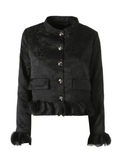 Solada Giacca elegante da donna con ricami e volant - nero