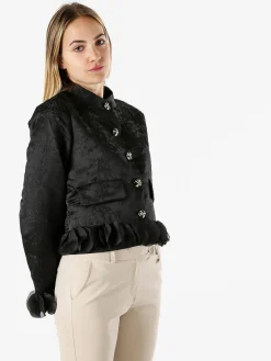 Solada Giacca elegante da donna con ricami e volant - nero