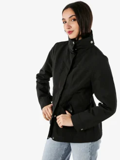 Solada Giacca impermeabile da donna con bottoni e zip - nero