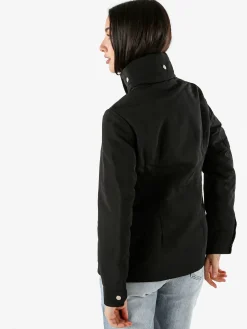 Solada Giacca impermeabile da donna con bottoni e zip - nero