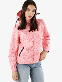 Solada Giacca impermeabile da donna con cappuccio e zip - rosa