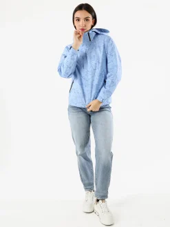 Solada Giacca impermeabile da donna con cappuccio e zip - azzurro
