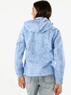 Solada Giacca impermeabile da donna con cappuccio e zip - azzurro