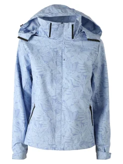 Solada Giacca impermeabile da donna con cappuccio e zip - azzurro