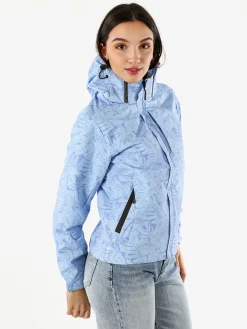 Solada Giacca impermeabile da donna con cappuccio e zip - azzurro