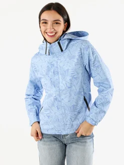 Solada Giacca impermeabile da donna con cappuccio e zip - azzurro