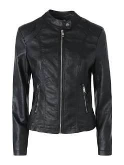 Solada Giacca in ecopelle da donna con zip - nero
