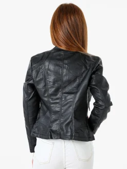 Solada Giacca in ecopelle da donna con zip - nero