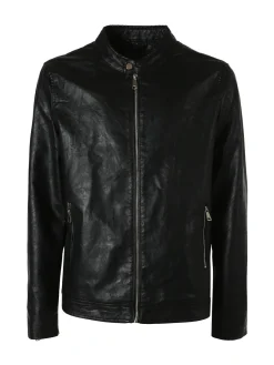 Solada Giacca in ecopelle da uomo con zip - nero