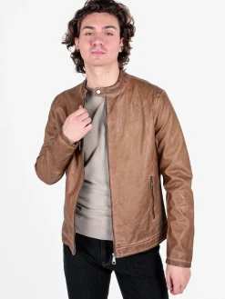 Solada Giacca in ecopelle da uomo con zip