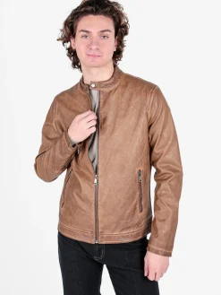 Solada Giacca in ecopelle da uomo con zip