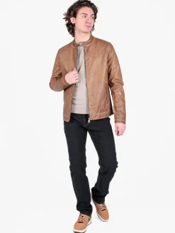 Solada Giacca in ecopelle da uomo con zip